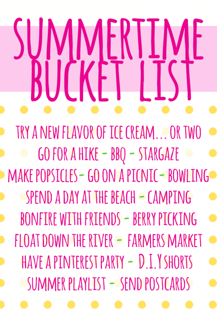 2014 summer bucket list