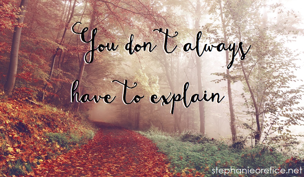 you don't always have to explain // stephanieorefice.net