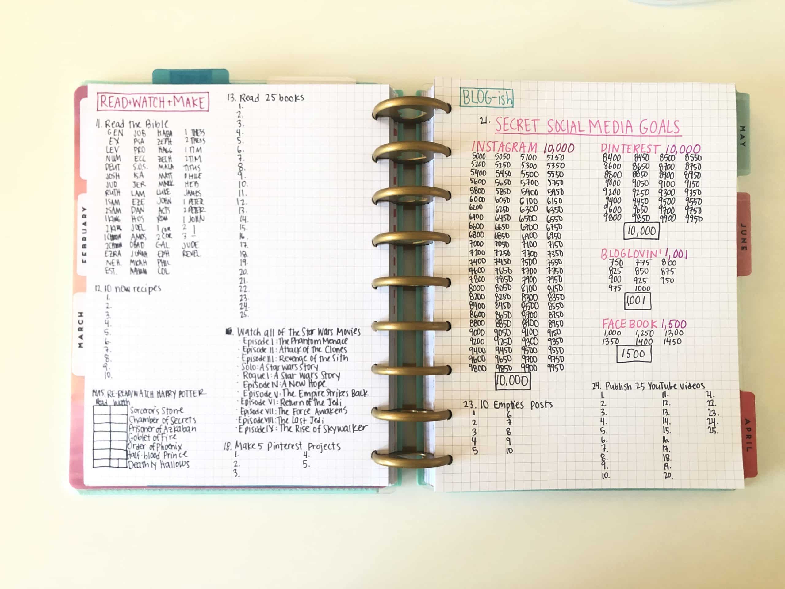 tracking a 101 in 1001 list in a happy planner